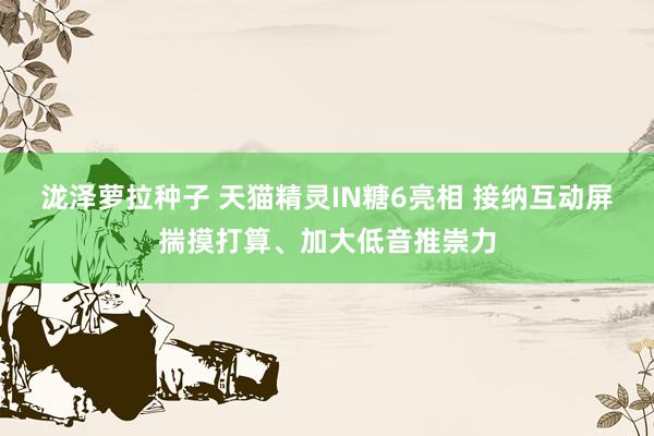 泷泽萝拉种子 天猫精灵IN糖6亮相 接纳互动屏揣摸打算、加大低音推崇力