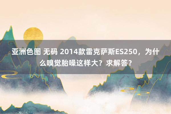 亚洲色图 无码 2014款雷克萨斯ES250，为什么嗅觉胎噪这样大？求解答？