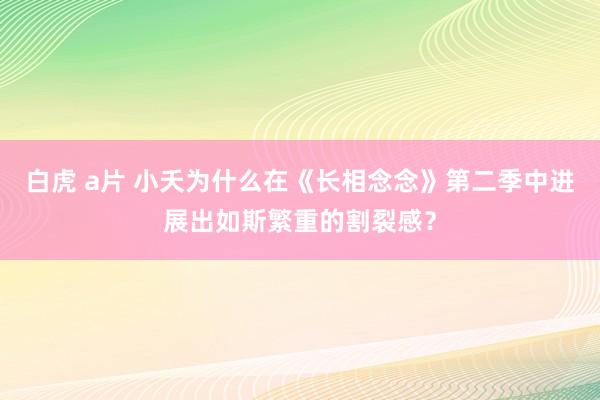 白虎 a片 小夭为什么在《长相念念》第二季中进展出如斯繁重的割裂感？