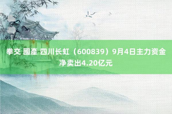 拳交 國產 四川长虹（600839）9月4日主力资金净卖出4.20亿元