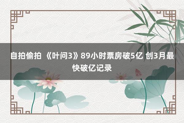 自拍偷拍 《叶问3》89小时票房破5亿 创3月最快破亿记录