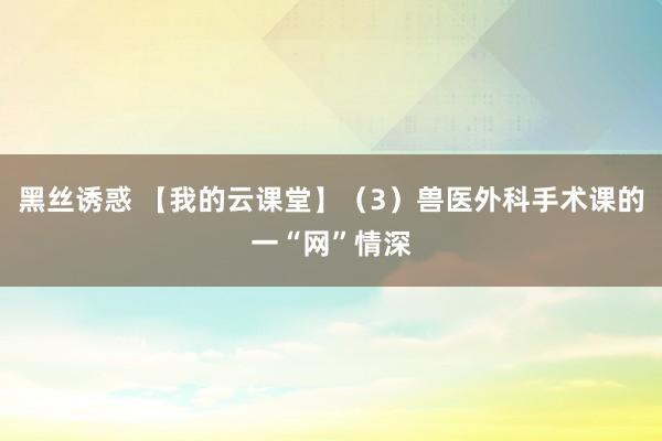 黑丝诱惑 【我的云课堂】（3）兽医外科手术课的一“网”情深